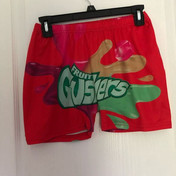 Women's Gushers Snack Shorts High Waisted Stretchy Biker Shorts Red Size Small - Picture 2 of 6